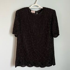 Vintage Stenay  Black Beaded Top and Skirt